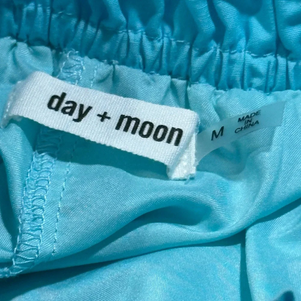 Day + Moon. Smocked Waist Tiered Mini Skirt/skort - Aqua Blue (Medium) - Picture 2 of 10